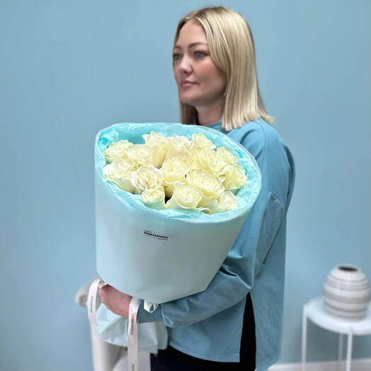 Букет из 15 белых роз «Чистота»🤍 23370