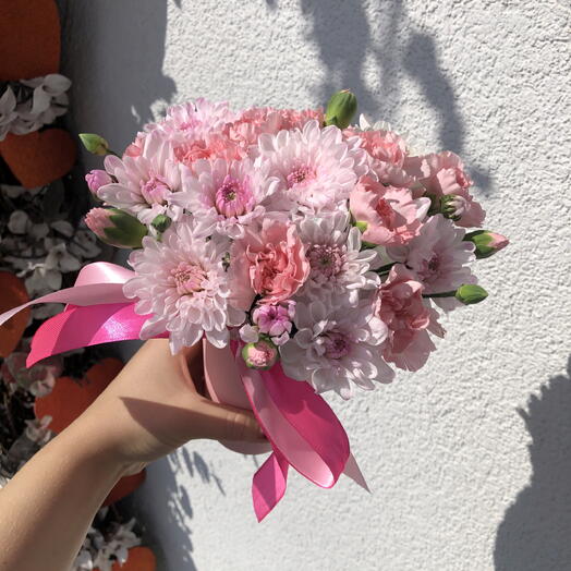Розовый 💕 стаканчик-комплимент Bloom room, диантус и хризантема