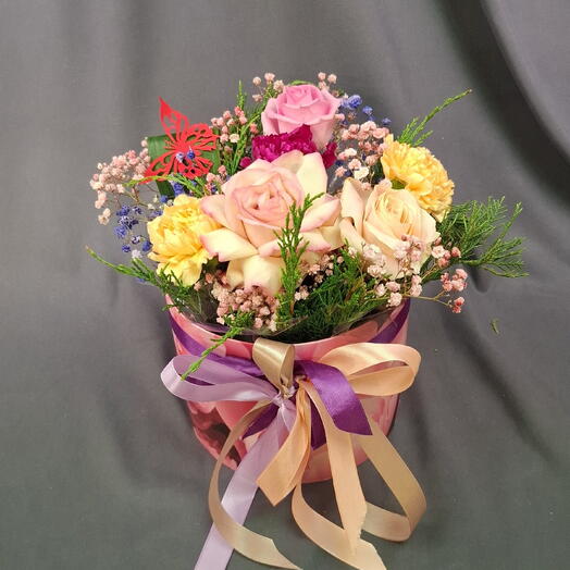 Большая шляпная коробка цветов 💐