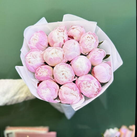 Пионы розовые гардения 15шт