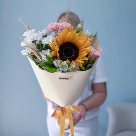 Букет с подсолнухом «Солнечный день» 🌻🌸 39862