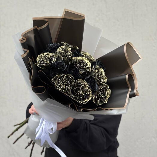Золотые и черные розы букет 🖤букет роз Роза