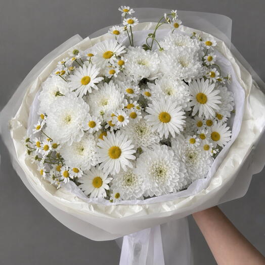 Нежный букет ромашек и хризантемы «Daisy Cloud»