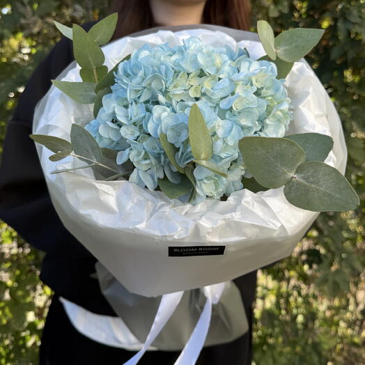 💙букет- комплимент💙BLOOM ROOM голубая гортензия и эвкалипт