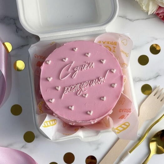 Бенто торт розовый с днем рождения 🎂