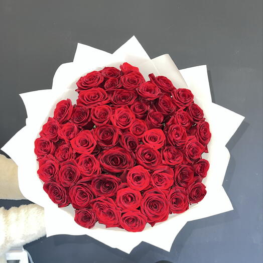 🌹БУКЕТ ИЗ 51 РОЗЫ Red Naomi — БАРХАТНАЯ РОСКОШЬ🌹