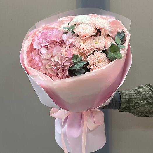 Букет гортензия и хризантемы 🌸