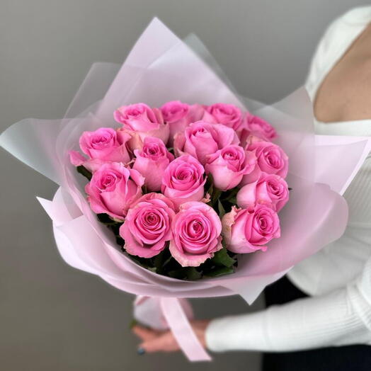 Букет из 15 розовых роз 🎀💗