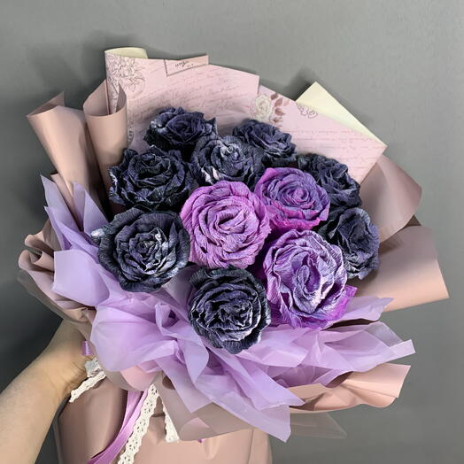 Пышный сиреневый букет из бумажных цветов💜