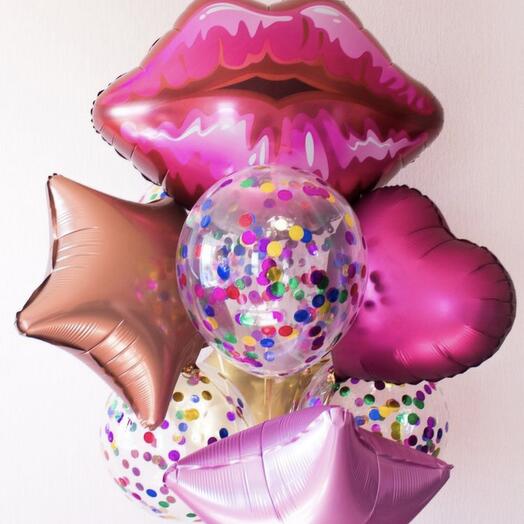 Bouquet of 9 balloons for your favorite "Lips and confetti"