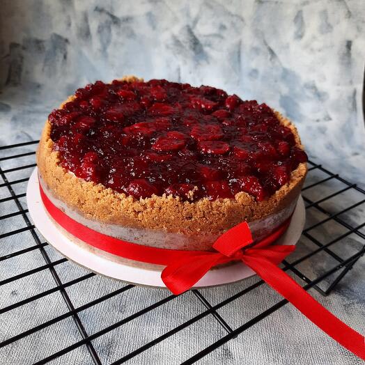Tarta de queso con cerezas