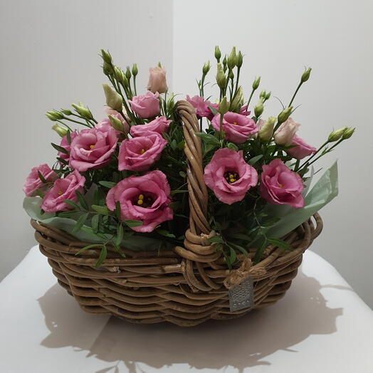 Cesta con lisianthus