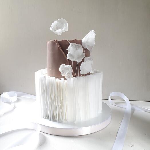 Свадебный с рюшами