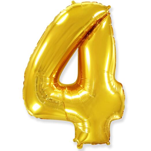 Balloon, Number 4, Gold, 102 cm
