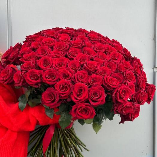 Букет из 101 красной розы, 80 см