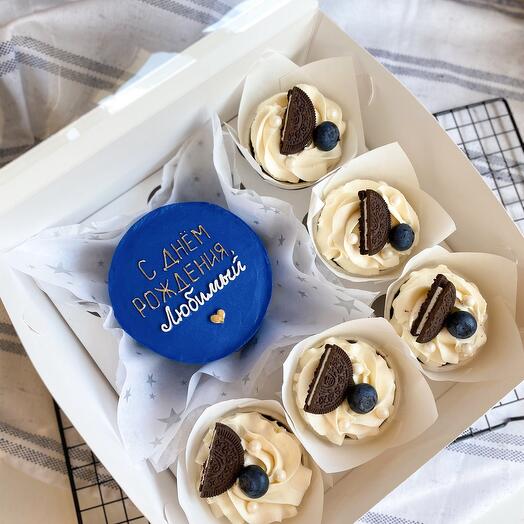 Happy Birthday Bento Set (Bento cake and cupcakes)