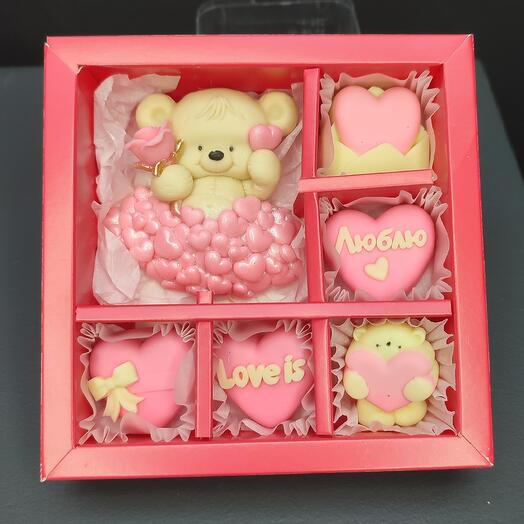 Handmade chocolate "love is"