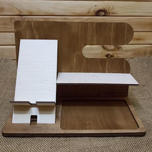 Настольный органайзер с подставкой под телефон, тёмный