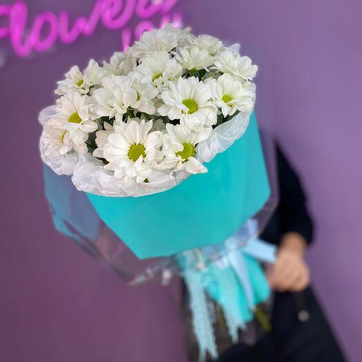 Ромашки🥰хризантема кустовая в голубой
упаковке