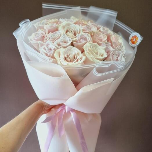 Букет из 25 кремовых голландских роз от Оранж Алматы