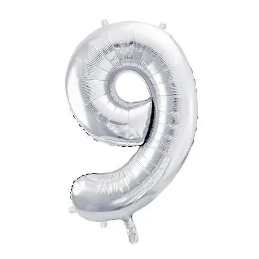 Цифра 9 из фольги "Серебро", 100см