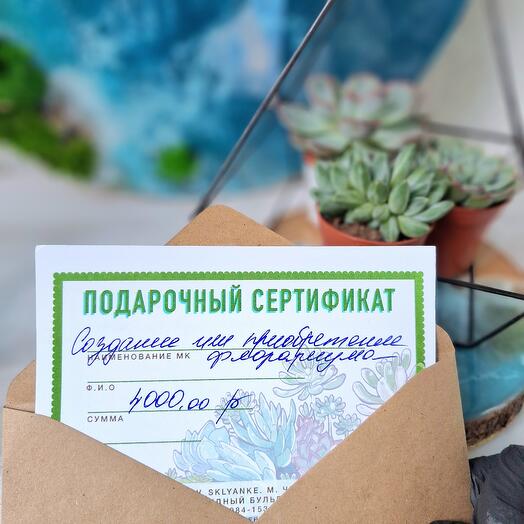 Сертификат на МК по созданию авторского флорариума