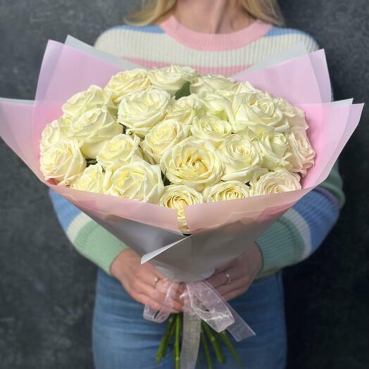 Bouquet of 25 White Roses