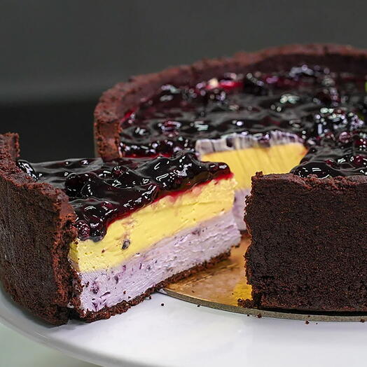 Eggless Lemon   Blueberry Cheesecake