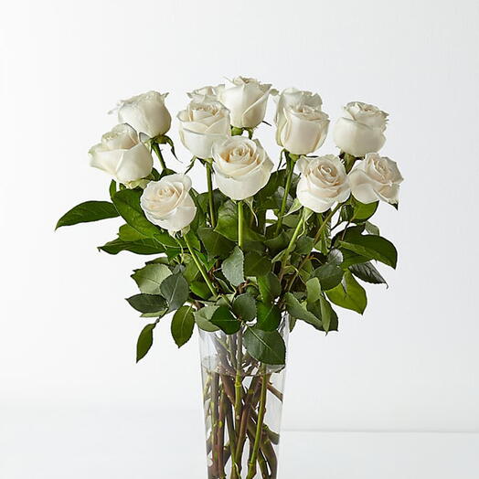 White roses in vase