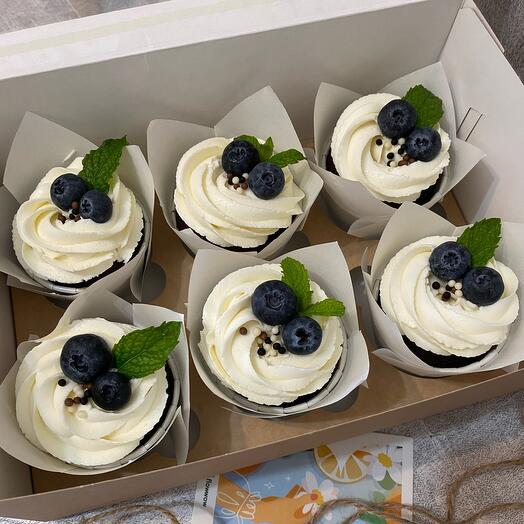 Cupcakes con arándanos y menta 6 piezas