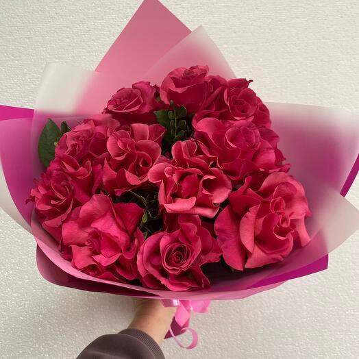 Акция‼️‼️‼️🌹Розы розовые Сочный букет из  11  ароматных французских роз