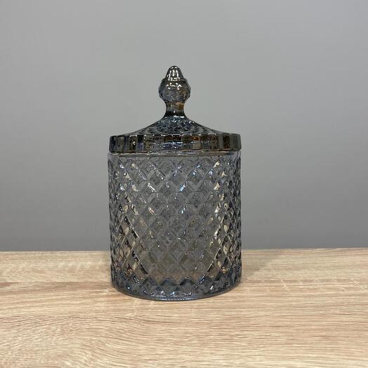 Шкатулка Хельсинки стекло дымчатая h=14 см