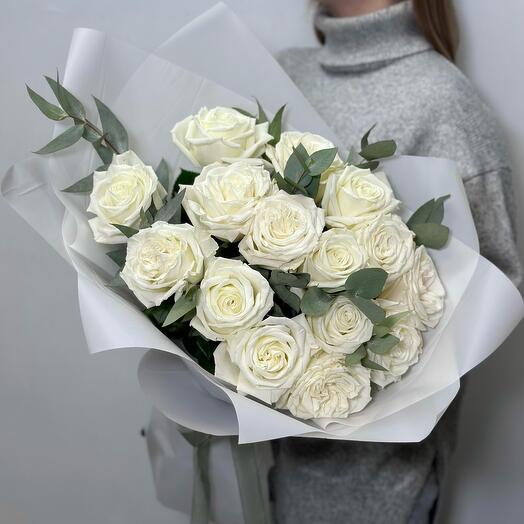 🎁Букет из 15 белых эквадорских роз