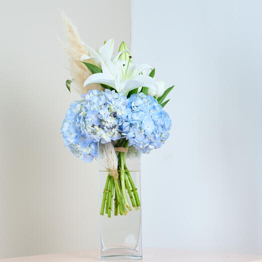 Blue Serenity with White Lilies