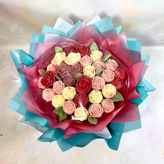 Букет из шоколадных роз 3 вкуса шоколада