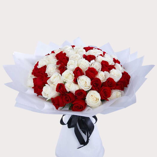 100 Red   White Roses