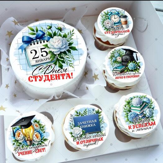День студента Бенто торт +капкейки
