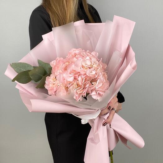 Ramo de Hortensia rosa con eucalipto