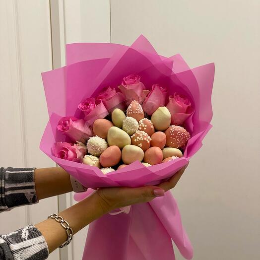Букет из клубники в шоколаде Съедобный букет Подарок  (16-20🍓)