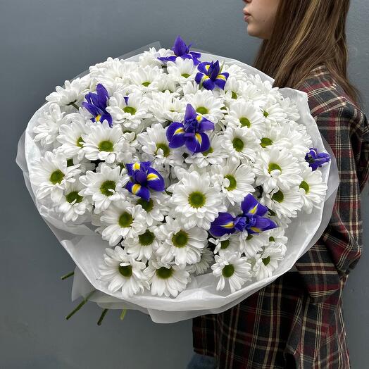 Bouquet of chrysanthemums and irises