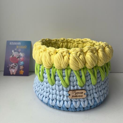 Корзина интерьерная «Тюльпаны жёлтые»