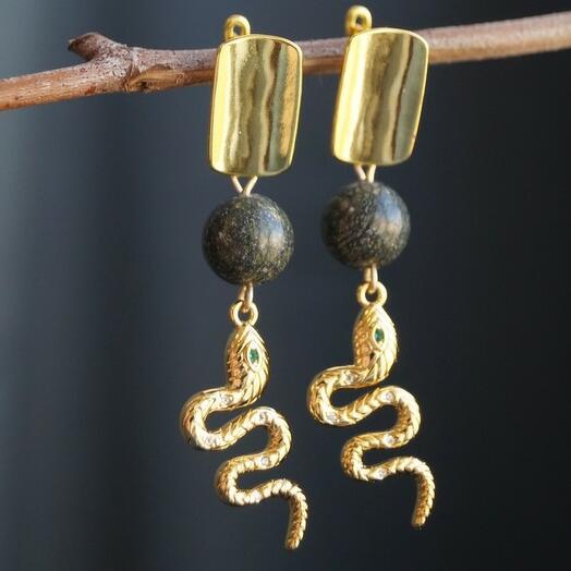 Серьги-змейки со змеевиком