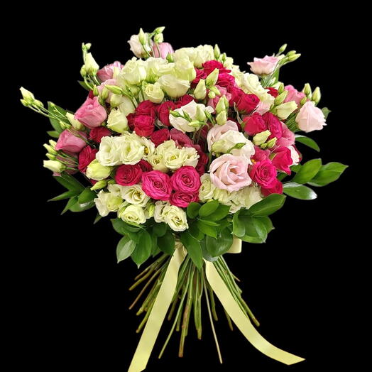 Roses Cheyenne   Lisianthus white and pink