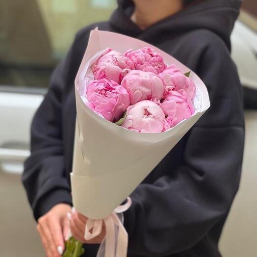 Пионы розовые 7 штук