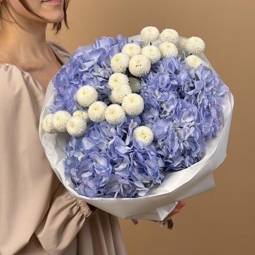 Букет Гортензии с кустовой хризантемой