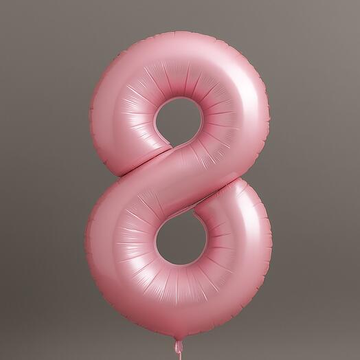 🎈 Воздушный шар «Цифра 8» — в нежно-розовом цвете 🎀