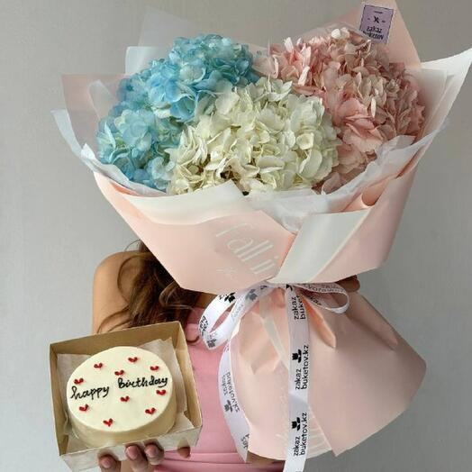 Сет "бенто и 3 гортензии"