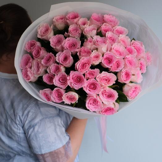 Розовые розы 51 штука