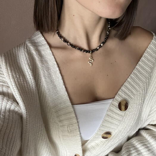 Колье из шоколадного перламутра с подвеской 🤎