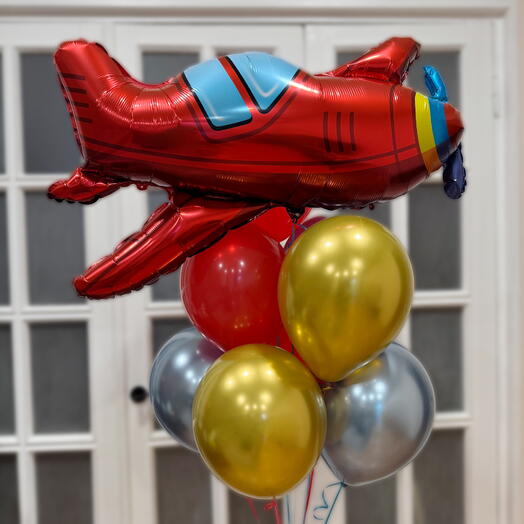 Набор воздушных Шаров «Самолёт» гелий 10шт. Set of helium balloons Airplane 10 pcs